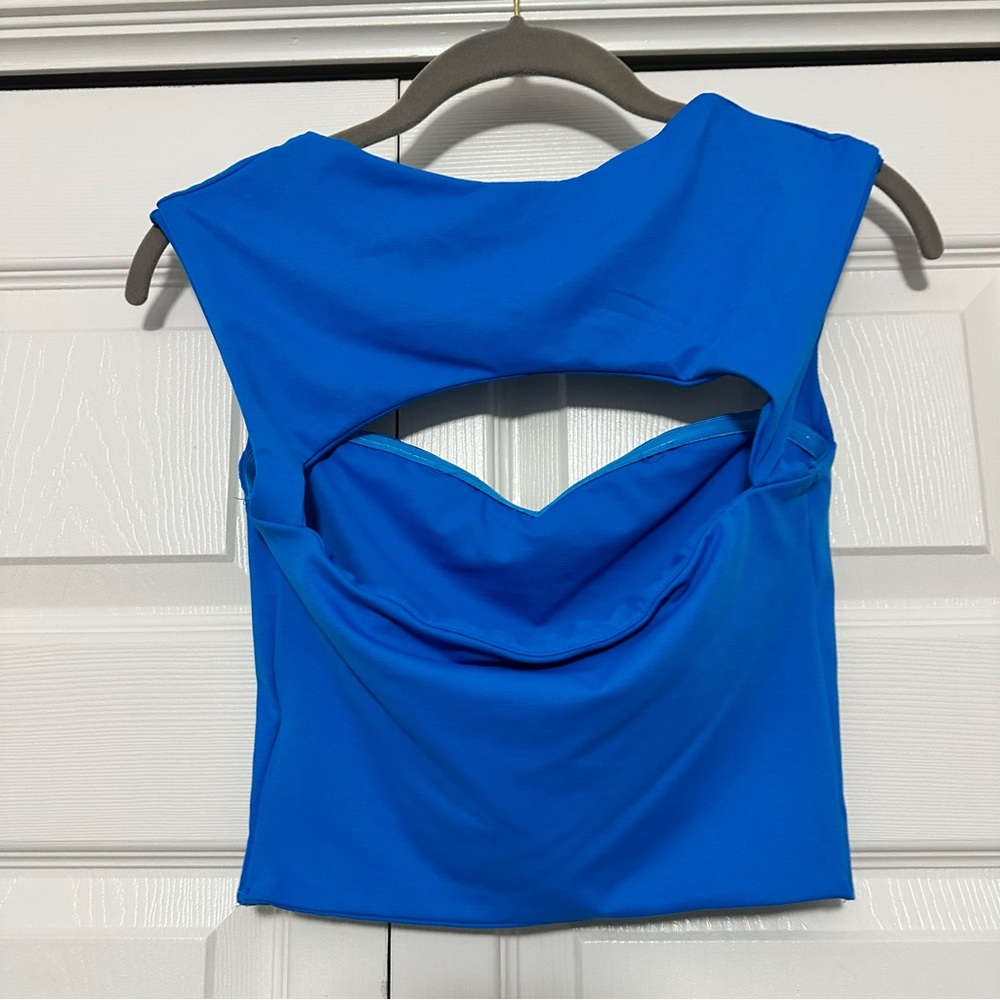 SHEIN Cropped Open Back Sleeveless Top in Blue Size XS VGUC - Picture 2 of 3